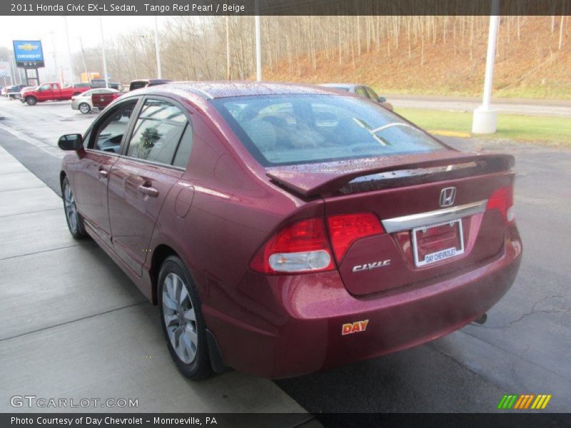 Tango Red Pearl / Beige 2011 Honda Civic EX-L Sedan