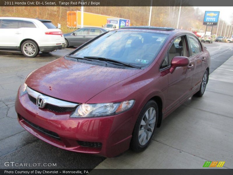 Tango Red Pearl / Beige 2011 Honda Civic EX-L Sedan