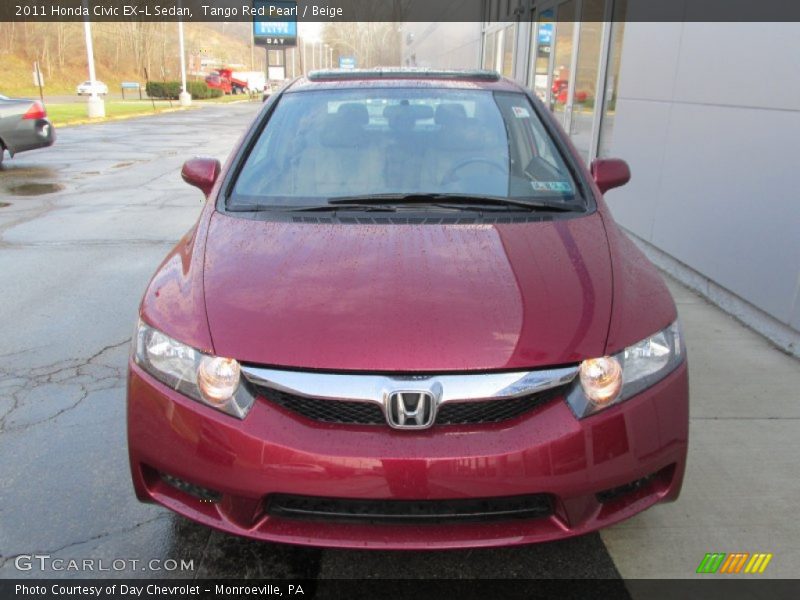 Tango Red Pearl / Beige 2011 Honda Civic EX-L Sedan