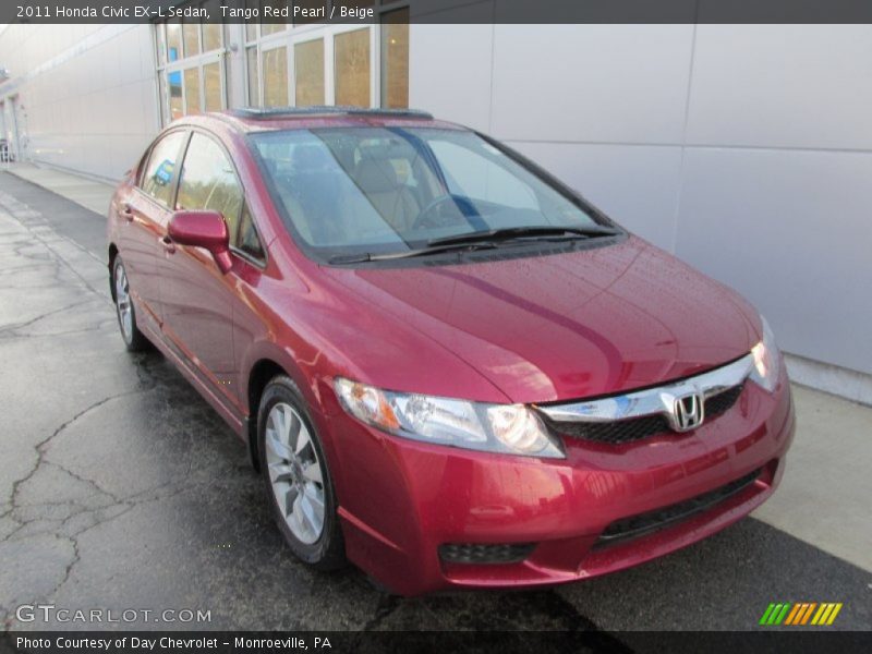 Tango Red Pearl / Beige 2011 Honda Civic EX-L Sedan