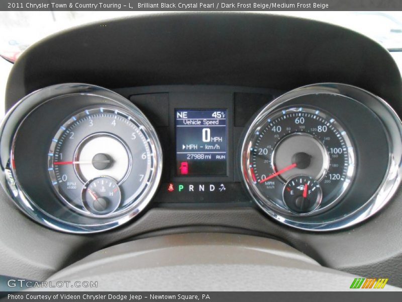 Brilliant Black Crystal Pearl / Dark Frost Beige/Medium Frost Beige 2011 Chrysler Town & Country Touring - L