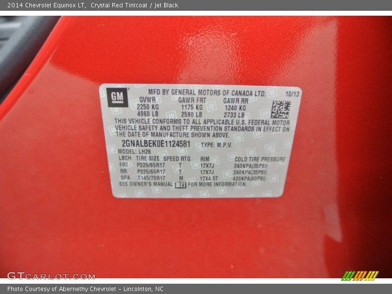 Crystal Red Tintcoat / Jet Black 2014 Chevrolet Equinox LT