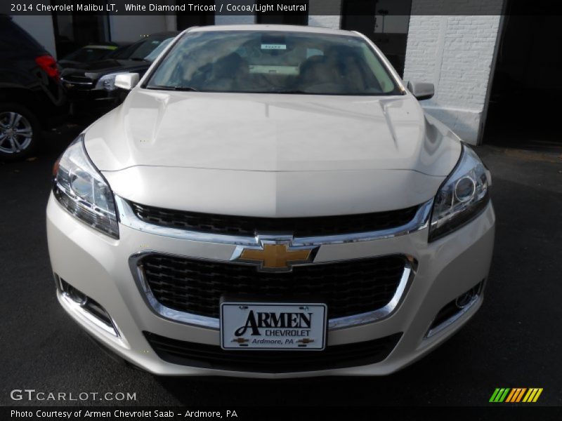 White Diamond Tricoat / Cocoa/Light Neutral 2014 Chevrolet Malibu LT