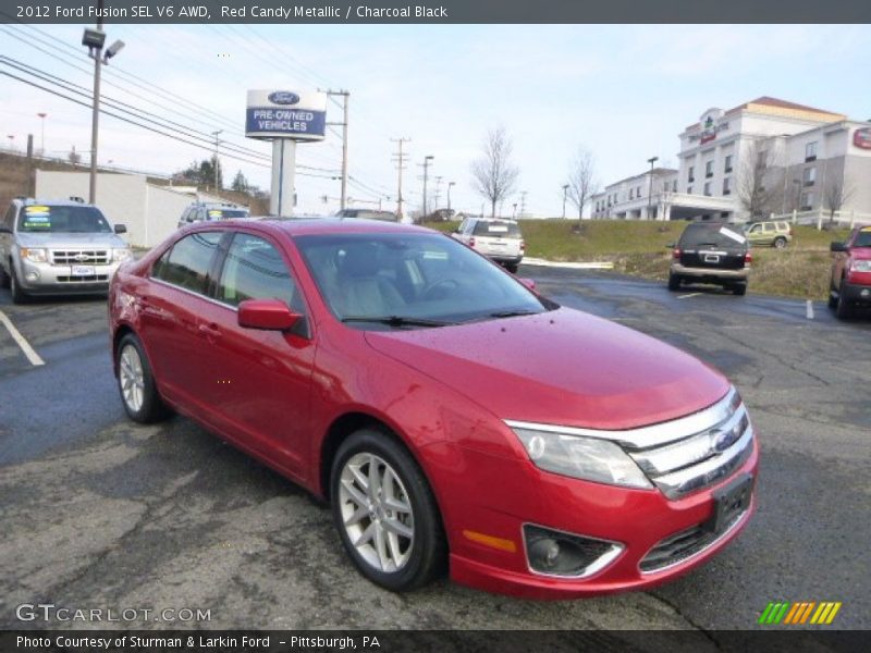 Red Candy Metallic / Charcoal Black 2012 Ford Fusion SEL V6 AWD