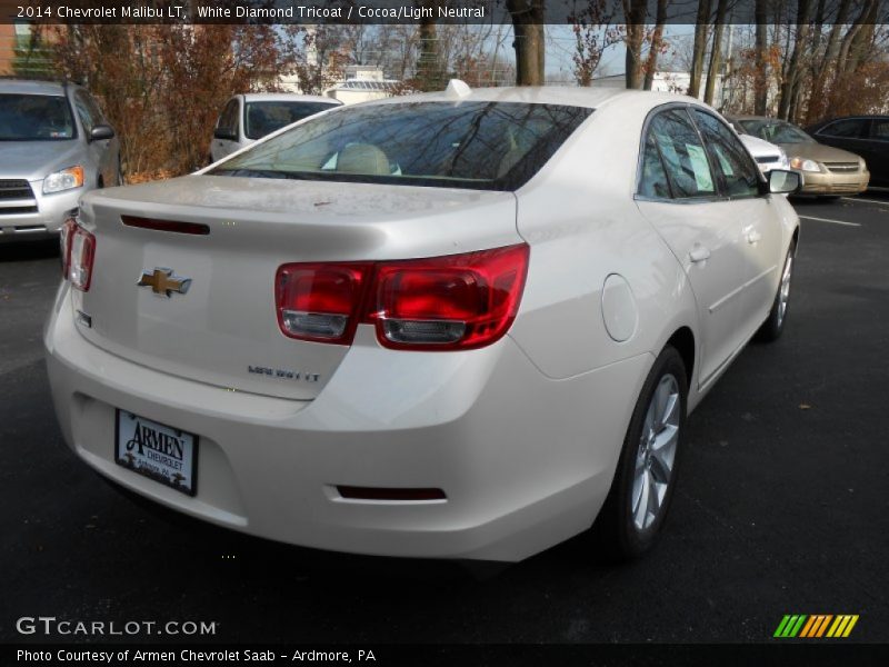 White Diamond Tricoat / Cocoa/Light Neutral 2014 Chevrolet Malibu LT