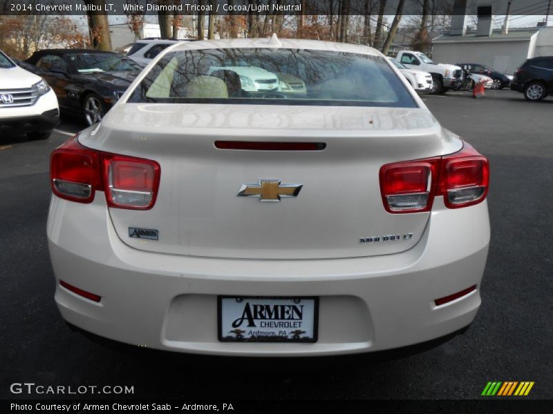 White Diamond Tricoat / Cocoa/Light Neutral 2014 Chevrolet Malibu LT
