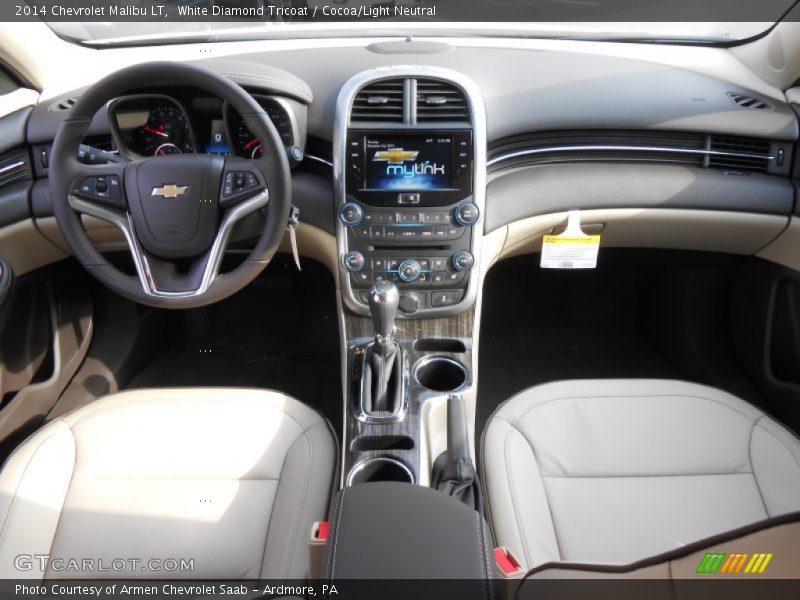 White Diamond Tricoat / Cocoa/Light Neutral 2014 Chevrolet Malibu LT