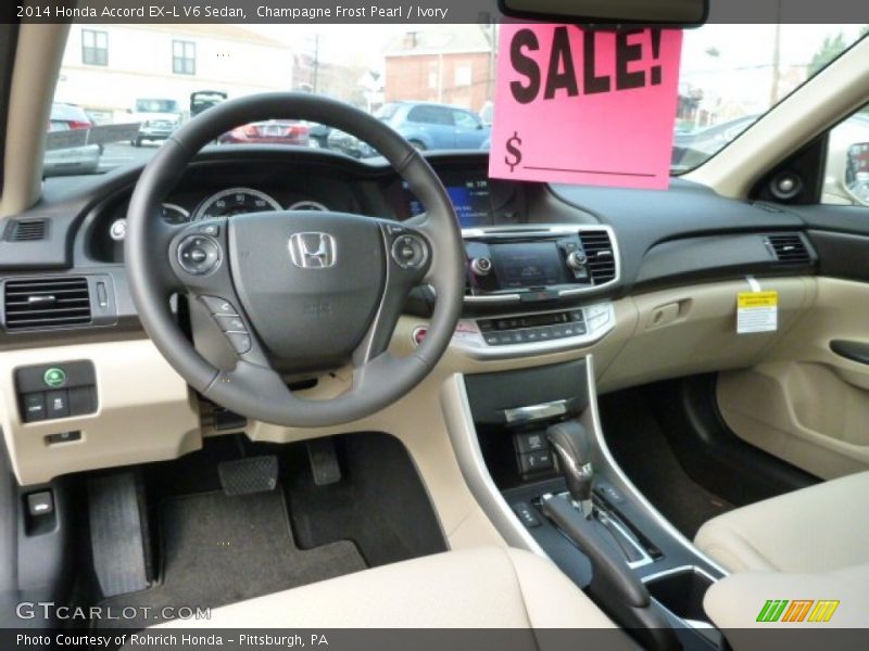 Champagne Frost Pearl / Ivory 2014 Honda Accord EX-L V6 Sedan