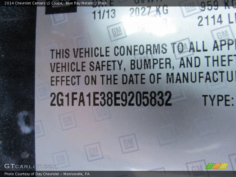 Blue Ray Metallic / Black 2014 Chevrolet Camaro LS Coupe