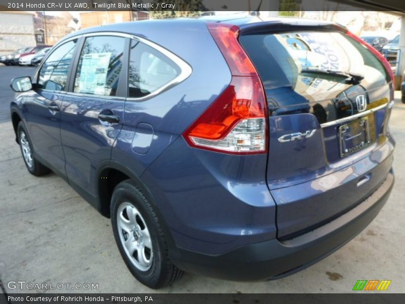 Twilight Blue Metallic / Gray 2014 Honda CR-V LX AWD