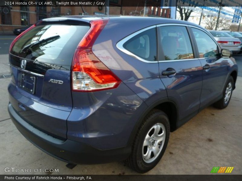 Twilight Blue Metallic / Gray 2014 Honda CR-V LX AWD