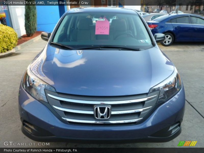 Twilight Blue Metallic / Gray 2014 Honda CR-V LX AWD
