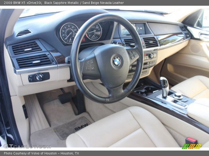 Black Sapphire Metallic / Sand Beige Nevada Leather 2009 BMW X5 xDrive30i