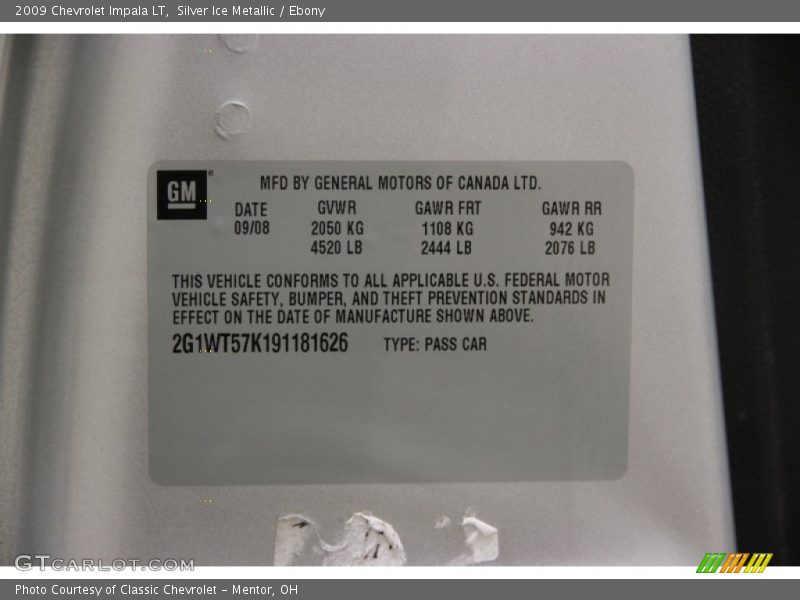 Silver Ice Metallic / Ebony 2009 Chevrolet Impala LT