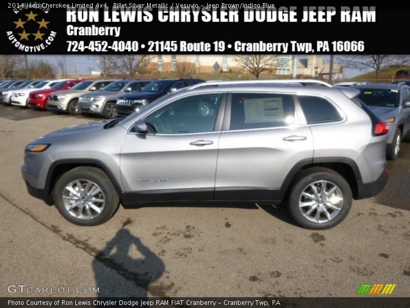 Billet Silver Metallic / Vesuvio - Jeep Brown/Indigo Blue 2014 Jeep Cherokee Limited 4x4