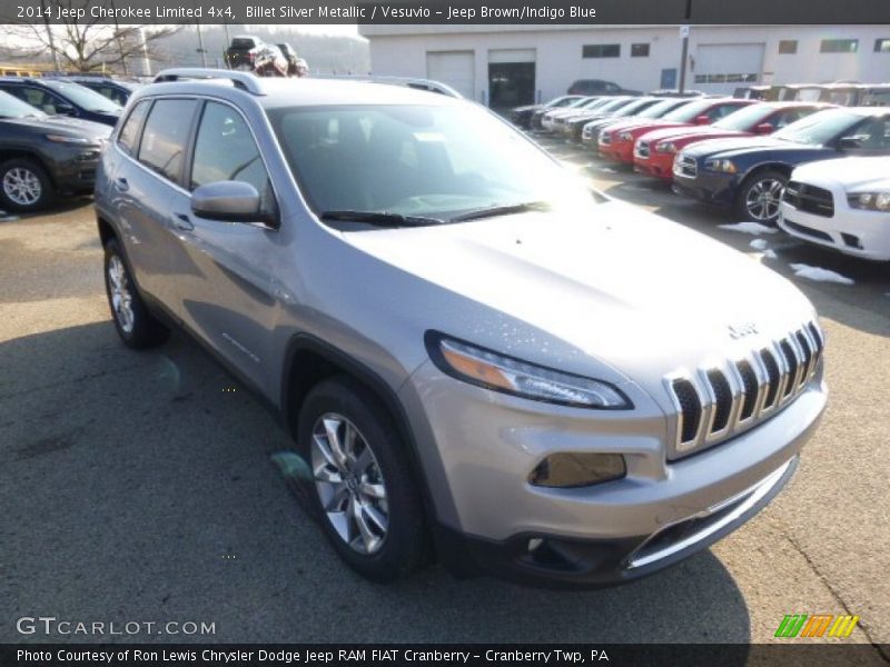 Billet Silver Metallic / Vesuvio - Jeep Brown/Indigo Blue 2014 Jeep Cherokee Limited 4x4