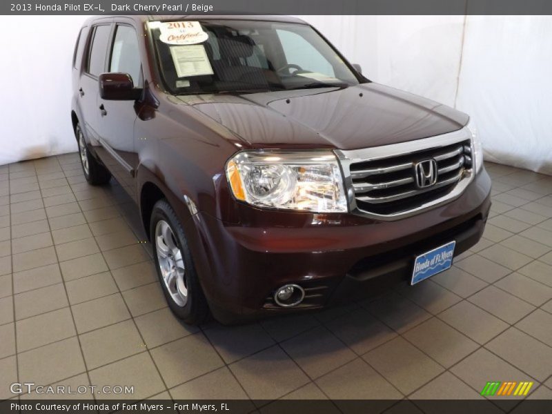 Dark Cherry Pearl / Beige 2013 Honda Pilot EX-L