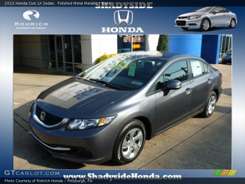 Polished Metal Metallic / Black 2013 Honda Civic LX Sedan