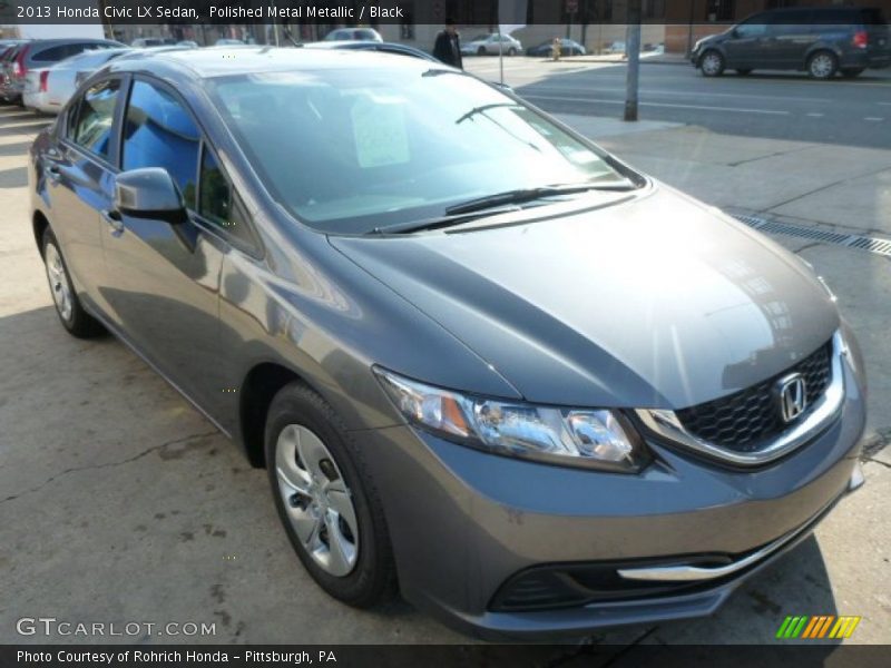 Polished Metal Metallic / Black 2013 Honda Civic LX Sedan