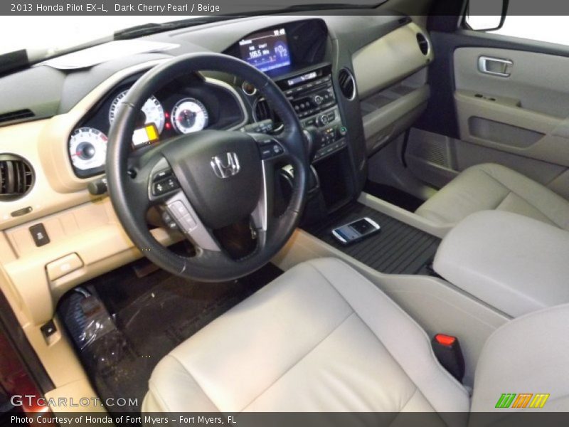 Dark Cherry Pearl / Beige 2013 Honda Pilot EX-L