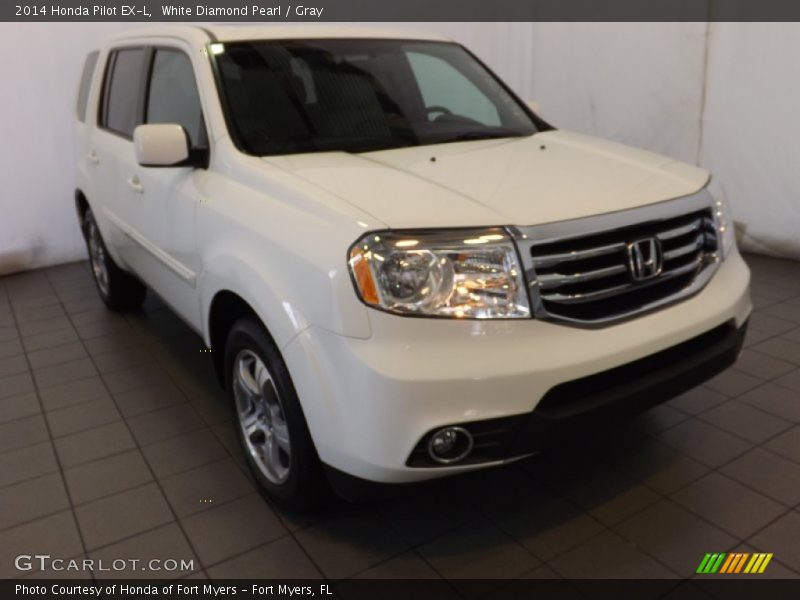 White Diamond Pearl / Gray 2014 Honda Pilot EX-L