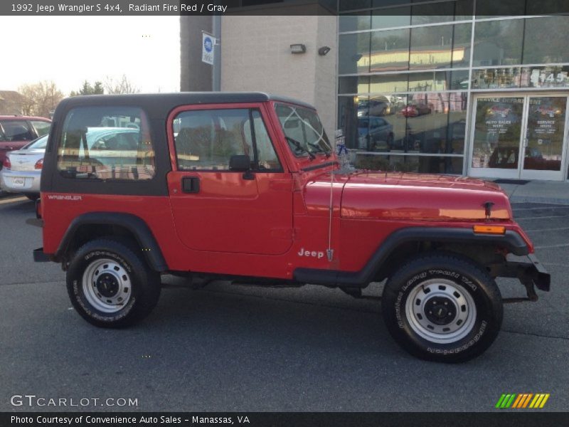 Radiant Fire Red / Gray 1992 Jeep Wrangler S 4x4