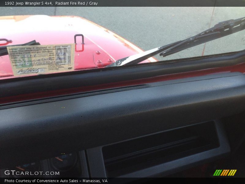 Radiant Fire Red / Gray 1992 Jeep Wrangler S 4x4