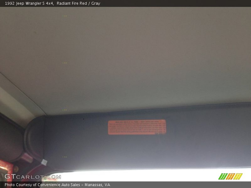 Radiant Fire Red / Gray 1992 Jeep Wrangler S 4x4