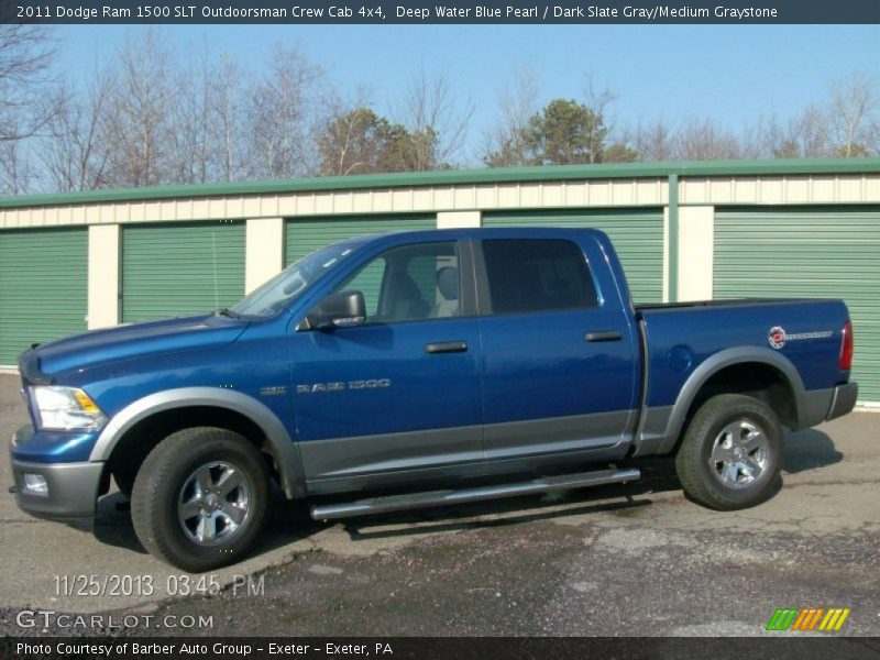 Deep Water Blue Pearl / Dark Slate Gray/Medium Graystone 2011 Dodge Ram 1500 SLT Outdoorsman Crew Cab 4x4