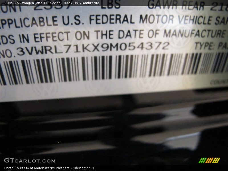 Black Uni / Anthracite 2009 Volkswagen Jetta TDI Sedan