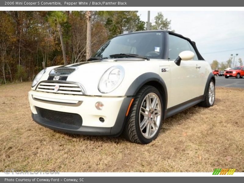 Pepper White / Black/Panther Black 2006 Mini Cooper S Convertible