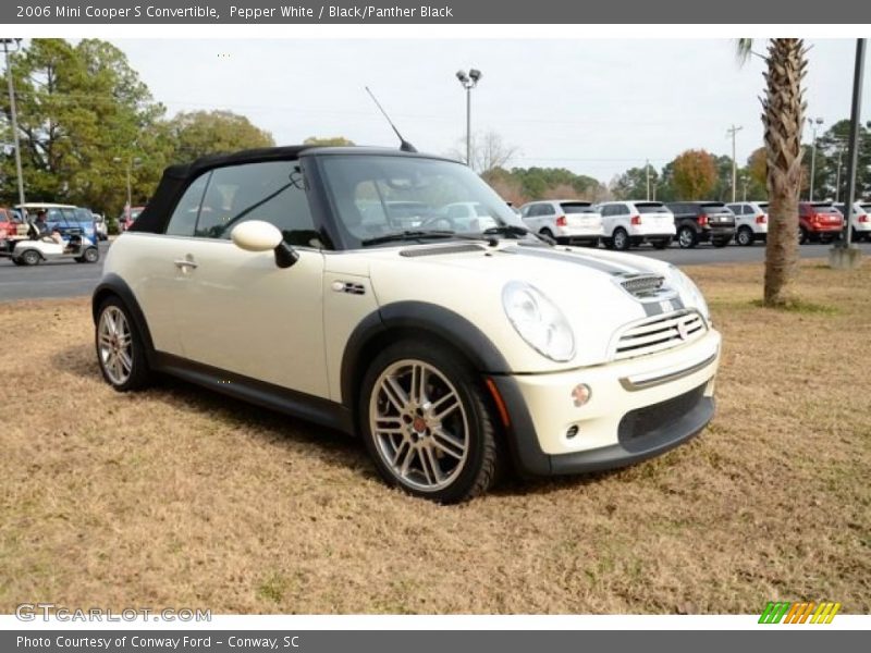 Pepper White / Black/Panther Black 2006 Mini Cooper S Convertible