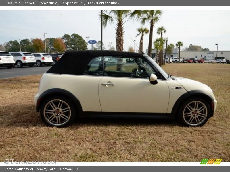 Pepper White / Black/Panther Black 2006 Mini Cooper S Convertible