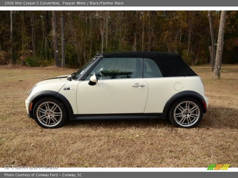 Pepper White / Black/Panther Black 2006 Mini Cooper S Convertible