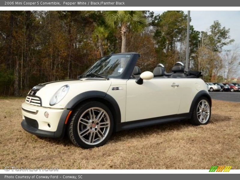 Pepper White / Black/Panther Black 2006 Mini Cooper S Convertible