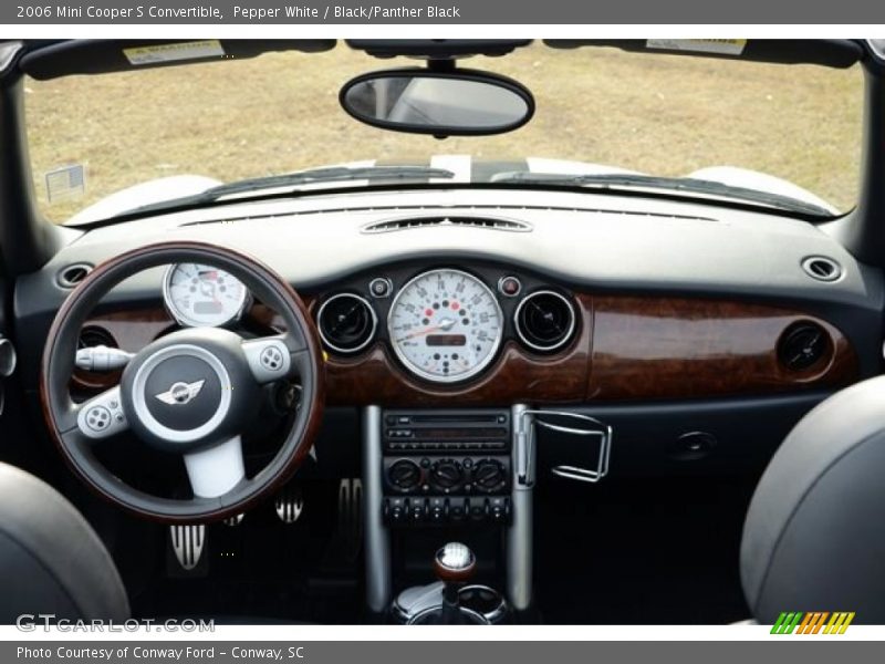 Pepper White / Black/Panther Black 2006 Mini Cooper S Convertible
