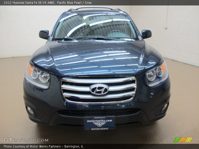 Pacific Blue Pearl / Gray 2012 Hyundai Santa Fe SE V6 AWD