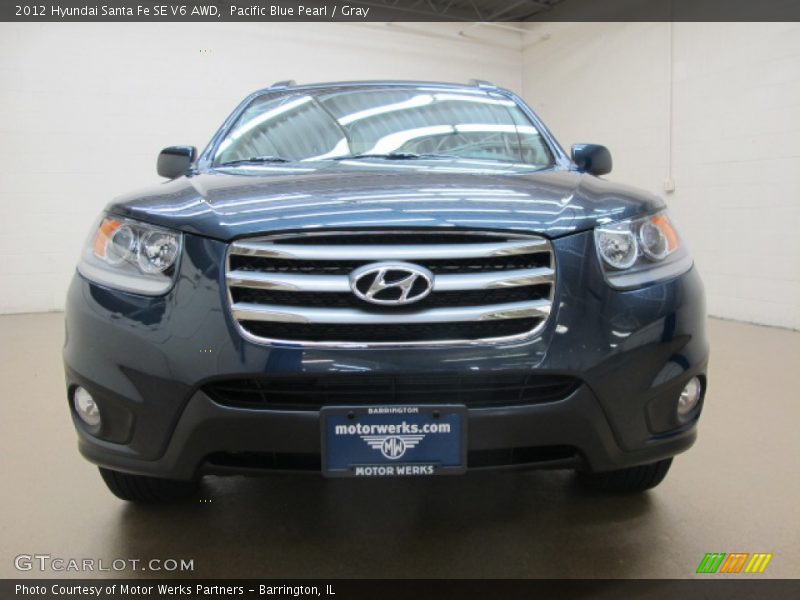 Pacific Blue Pearl / Gray 2012 Hyundai Santa Fe SE V6 AWD