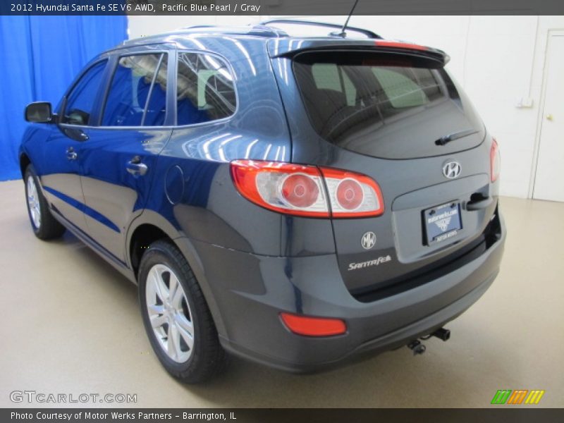 Pacific Blue Pearl / Gray 2012 Hyundai Santa Fe SE V6 AWD