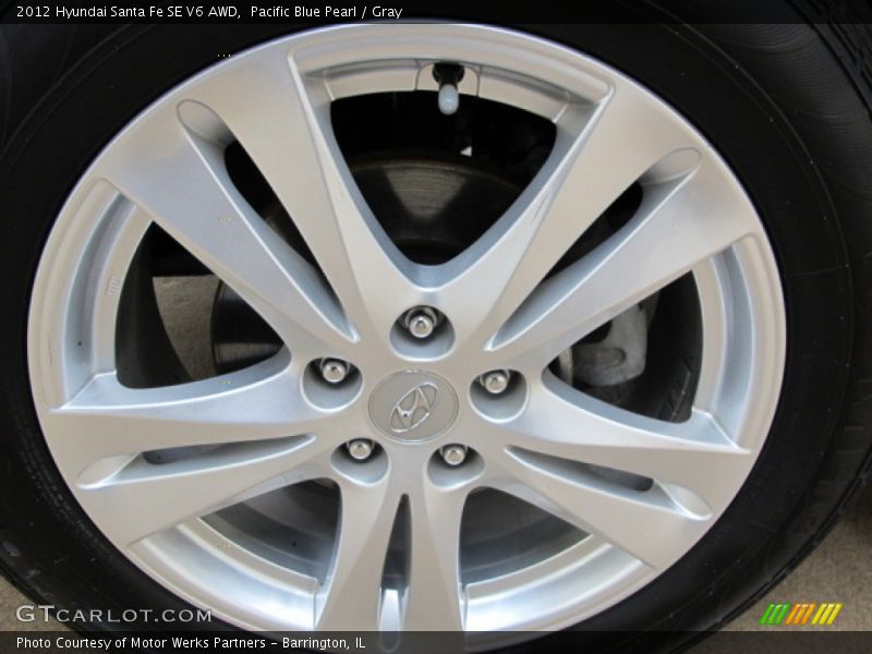 Pacific Blue Pearl / Gray 2012 Hyundai Santa Fe SE V6 AWD