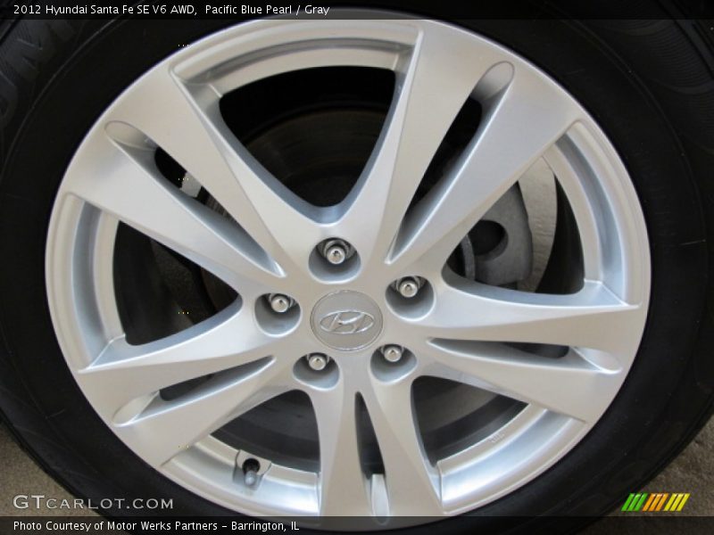 Pacific Blue Pearl / Gray 2012 Hyundai Santa Fe SE V6 AWD