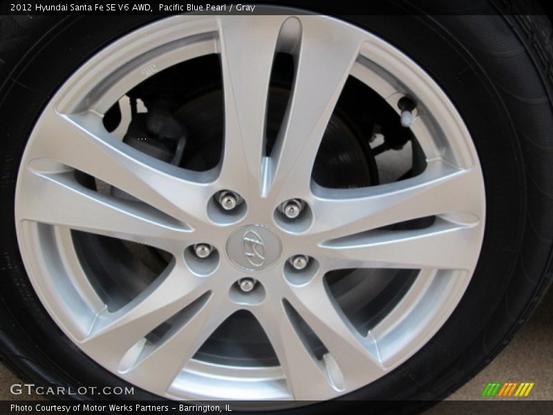 Pacific Blue Pearl / Gray 2012 Hyundai Santa Fe SE V6 AWD