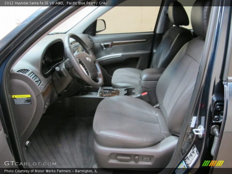 Pacific Blue Pearl / Gray 2012 Hyundai Santa Fe SE V6 AWD