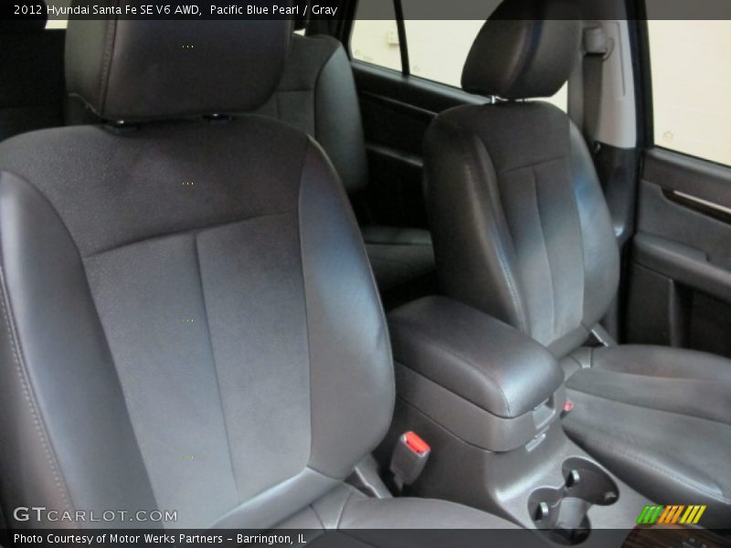 Pacific Blue Pearl / Gray 2012 Hyundai Santa Fe SE V6 AWD