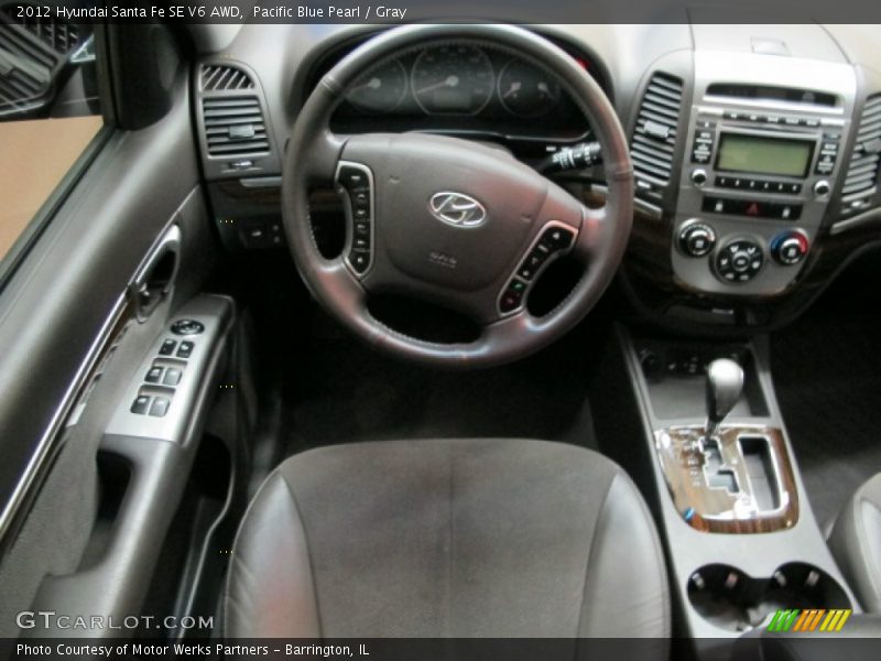 Pacific Blue Pearl / Gray 2012 Hyundai Santa Fe SE V6 AWD