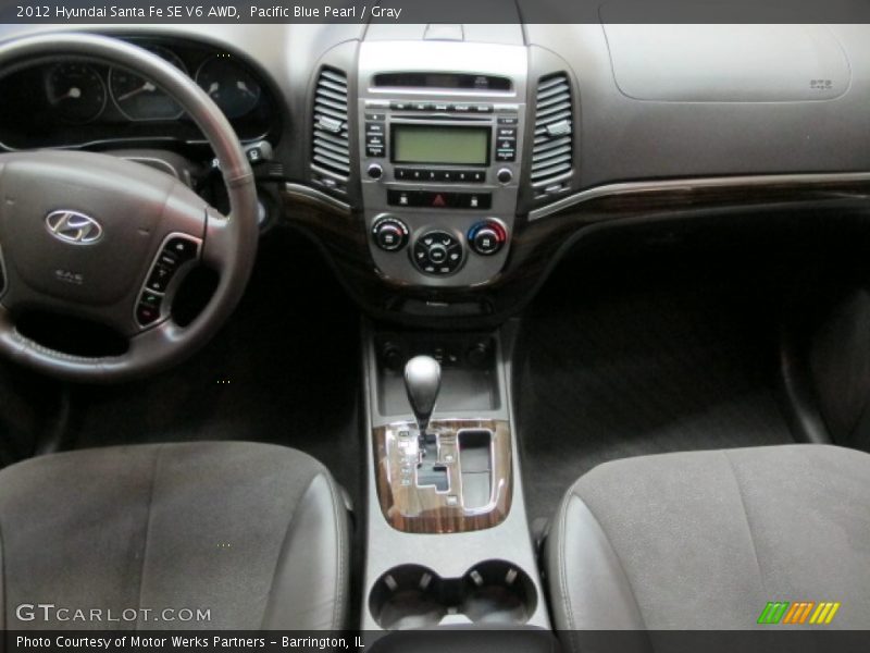 Pacific Blue Pearl / Gray 2012 Hyundai Santa Fe SE V6 AWD