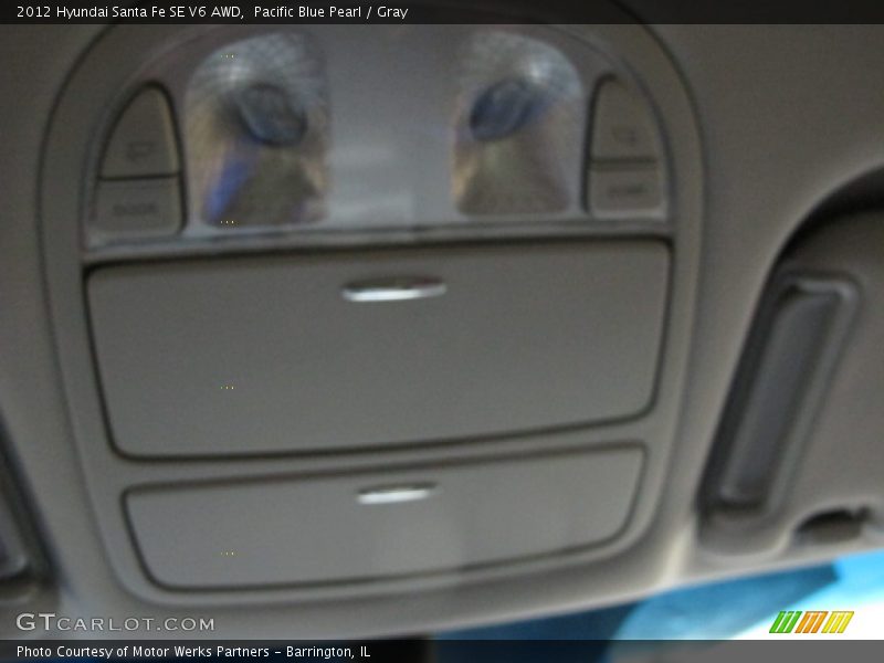 Pacific Blue Pearl / Gray 2012 Hyundai Santa Fe SE V6 AWD