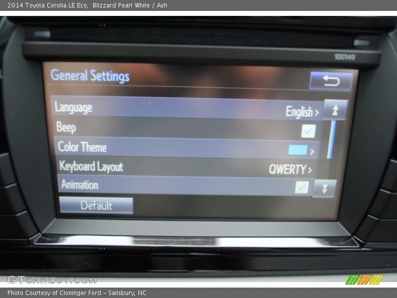 Blizzard Pearl White / Ash 2014 Toyota Corolla LE Eco