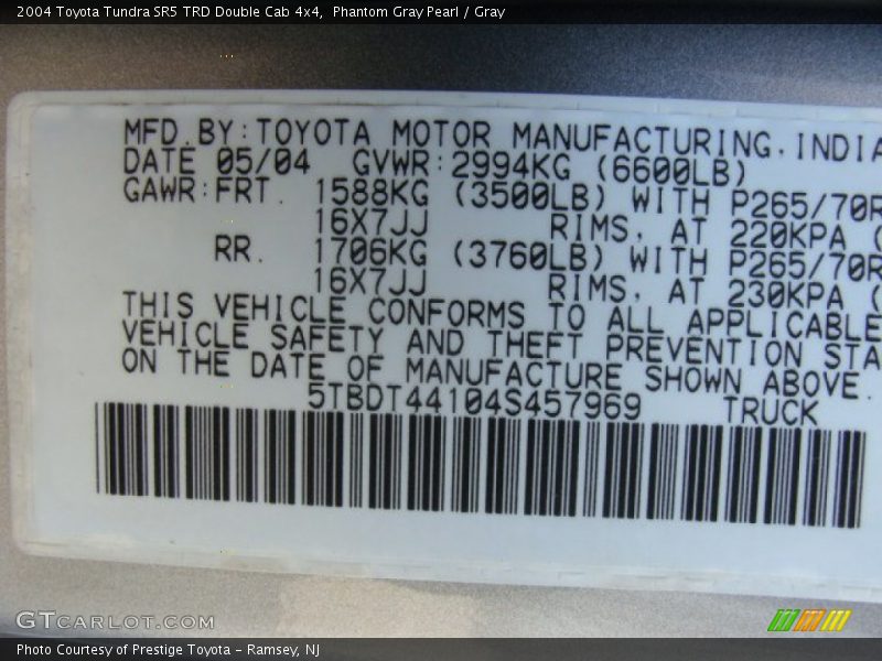 Phantom Gray Pearl / Gray 2004 Toyota Tundra SR5 TRD Double Cab 4x4