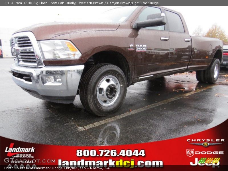 Western Brown / Canyon Brown/Light Frost Beige 2014 Ram 3500 Big Horn Crew Cab Dually